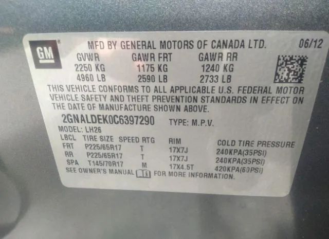 Photo 8 VIN: 2GNALDEK0C6397290 - CHEVROLET EQUINOX 