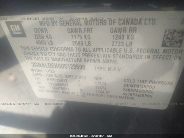 Photo 8 VIN: 2GNALDEK0D6123508 - CHEVROLET EQUINOX 