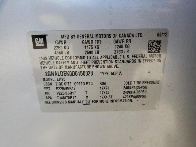 Photo 12 VIN: 2GNALDEK0D6150028 - CHEVROLET EQUINOX LT 