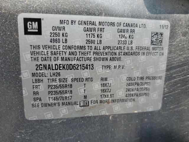 Photo 12 VIN: 2GNALDEK0D6215413 - CHEVROLET EQUINOX LT 