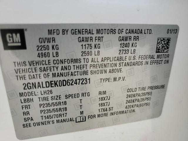 Photo 12 VIN: 2GNALDEK0D6247231 - CHEVROLET EQUINOX LT 