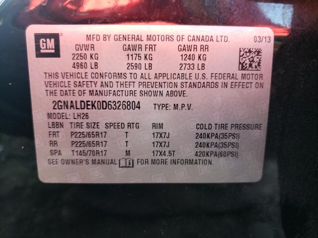 Photo 9 VIN: 2GNALDEK0D6326804 - CHEVROLET EQUINOX LT 