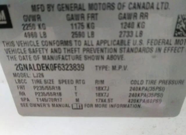 Photo 8 VIN: 2GNALDEK0F6323839 - CHEVROLET EQUINOX 