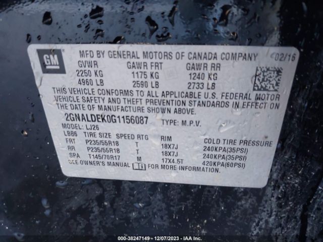 Photo 8 VIN: 2GNALDEK0G1156087 - CHEVROLET EQUINOX 