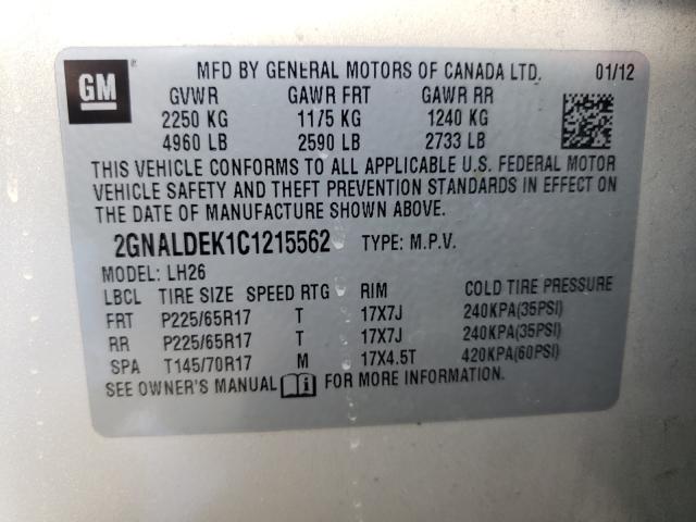 Photo 9 VIN: 2GNALDEK1C1215562 - CHEVROLET EQUINOX LT 