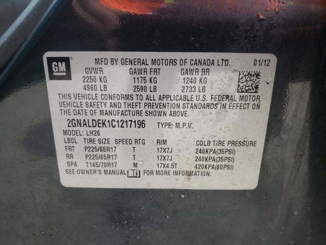 Photo 9 VIN: 2GNALDEK1C1217196 - CHEVROLET EQUINOX LT 