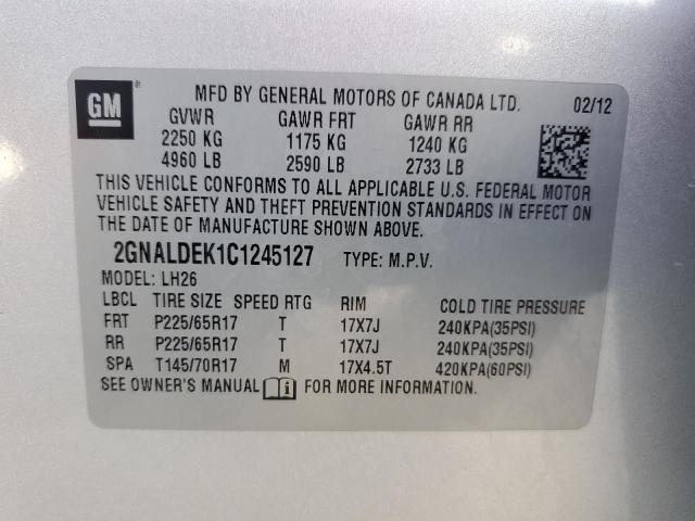 Photo 11 VIN: 2GNALDEK1C1245127 - CHEVROLET EQUINOX LT 