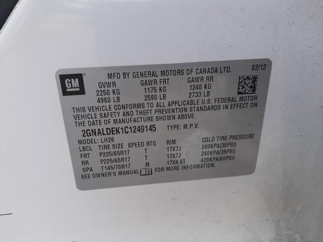 Photo 9 VIN: 2GNALDEK1C1249145 - CHEVROLET EQUINOX LT 