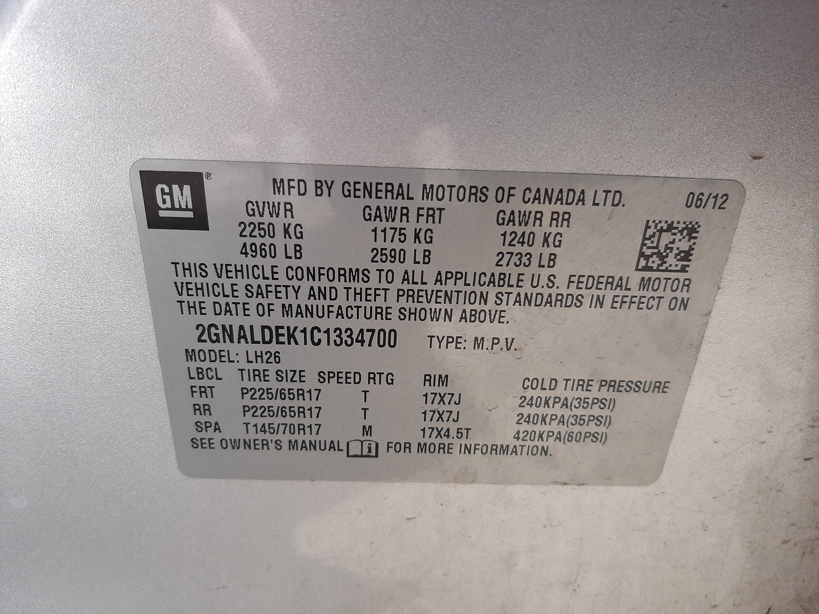 Photo 9 VIN: 2GNALDEK1C1334700 - CHEVROLET EQUINOX LT 