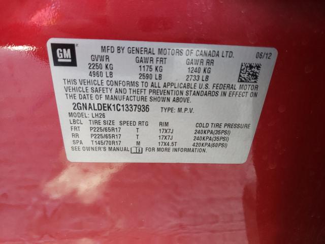 Photo 9 VIN: 2GNALDEK1C1337936 - CHEVROLET EQUINOX LT 