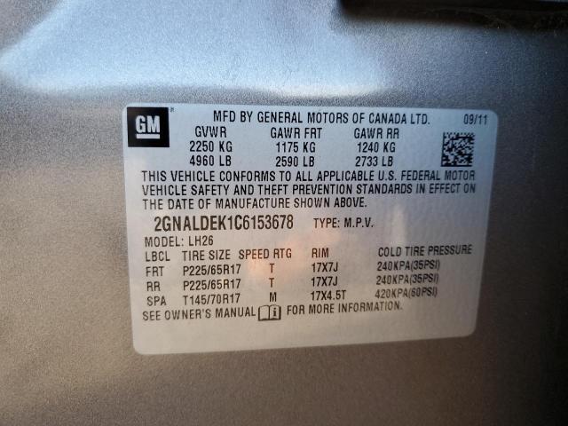 Photo 12 VIN: 2GNALDEK1C6153678 - CHEVROLET EQUINOX LT 