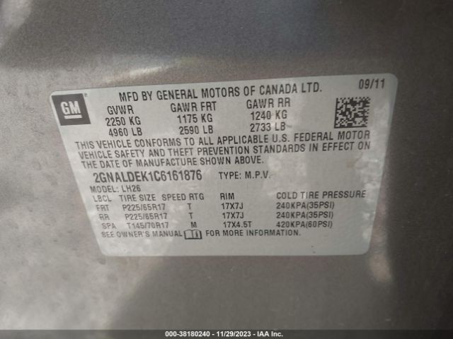 Photo 8 VIN: 2GNALDEK1C6161876 - CHEVROLET EQUINOX 