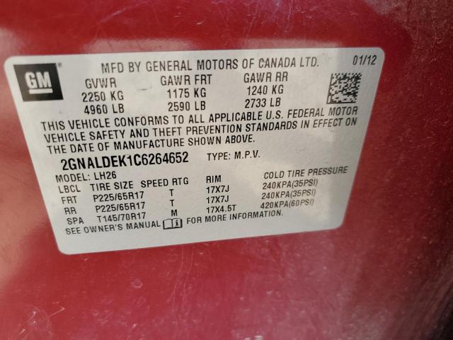 Photo 9 VIN: 2GNALDEK1C6264652 - CHEVROLET EQUINOX LT 