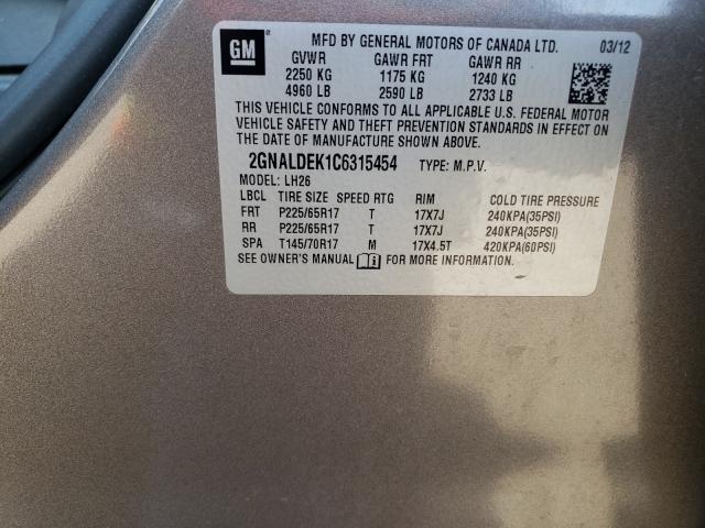 Photo 9 VIN: 2GNALDEK1C6315454 - CHEVROLET EQUINOX LT 