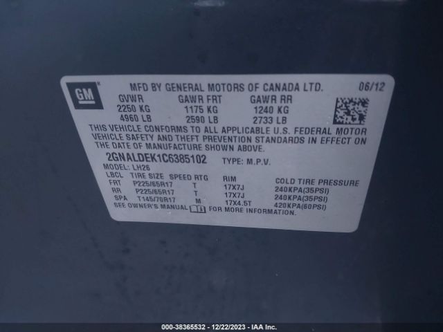 Photo 8 VIN: 2GNALDEK1C6385102 - CHEVROLET EQUINOX 