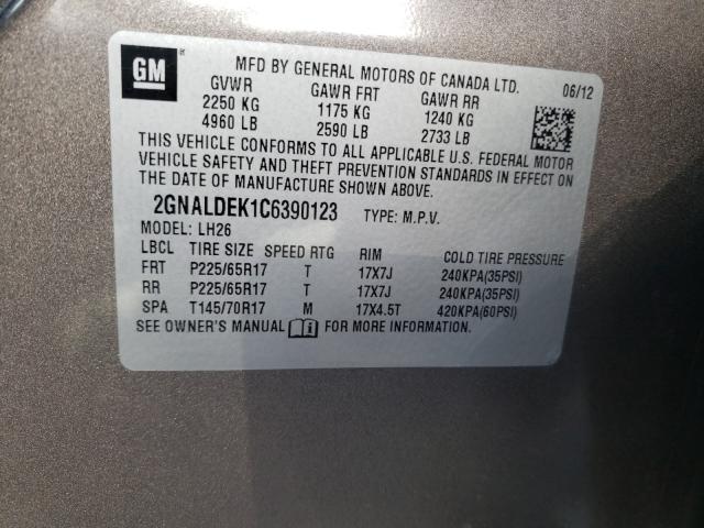 Photo 9 VIN: 2GNALDEK1C6390123 - CHEVROLET EQUINOX LT 