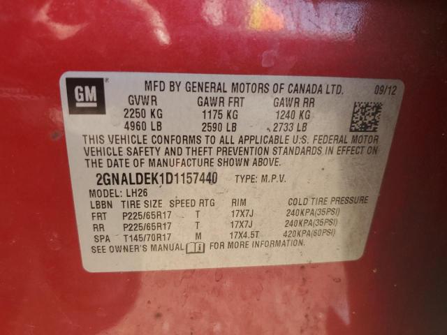 Photo 12 VIN: 2GNALDEK1D1157440 - CHEVROLET EQUINOX LT 