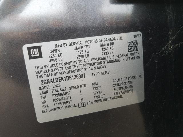 Photo 9 VIN: 2GNALDEK1D6126997 - CHEVROLET EQUINOX LT 