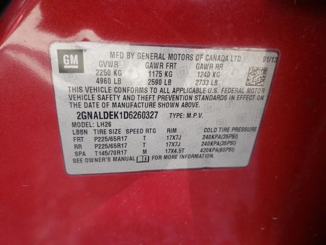 Photo 9 VIN: 2GNALDEK1D6260327 - CHEVROLET EQUINOX LT 