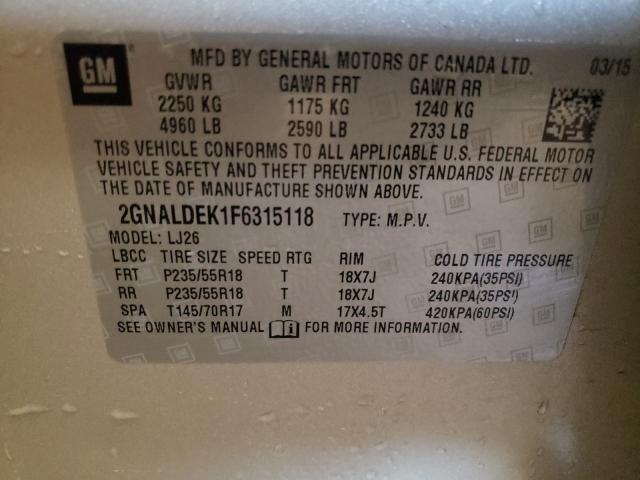 Photo 9 VIN: 2GNALDEK1F6315118 - CHEVROLET EQUINOX LT 