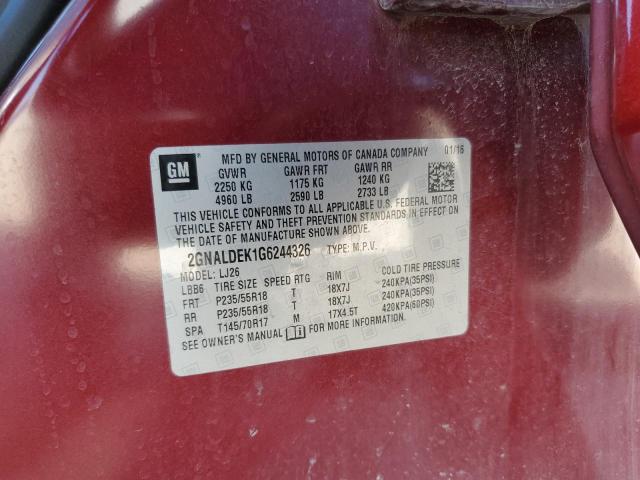 Photo 12 VIN: 2GNALDEK1G6244326 - CHEVROLET EQUINOX LT 