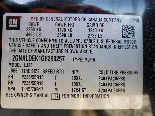 Photo 12 VIN: 2GNALDEK1G6280257 - CHEVROLET EQUINOX 