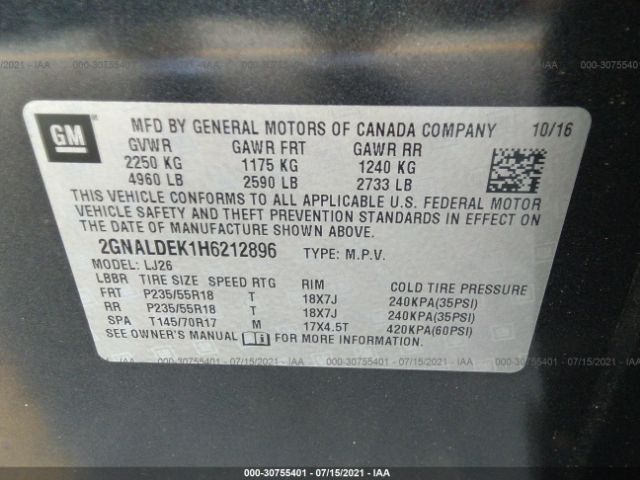 Photo 8 VIN: 2GNALDEK1H6212896 - CHEVROLET EQUINOX 