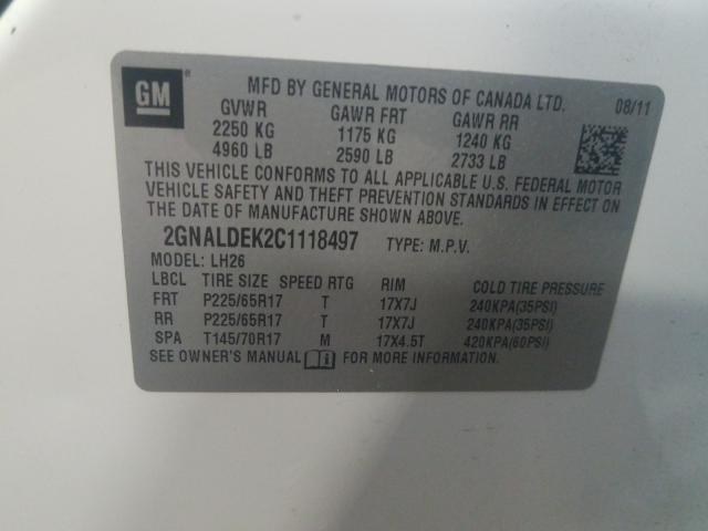 Photo 9 VIN: 2GNALDEK2C1118497 - CHEVROLET EQUINOX LT 