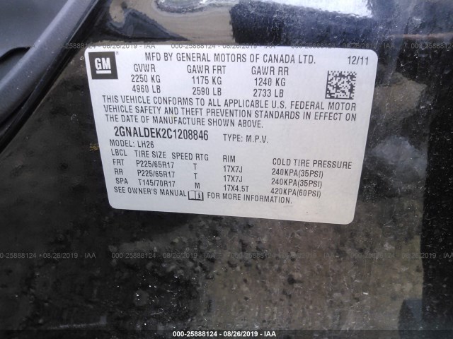 Photo 8 VIN: 2GNALDEK2C1208846 - CHEVROLET EQUINOX 