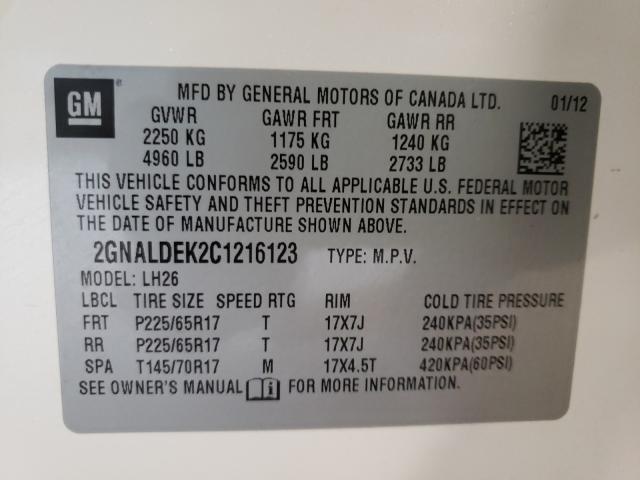 Photo 9 VIN: 2GNALDEK2C1216123 - CHEVROLET EQUINOX LT 