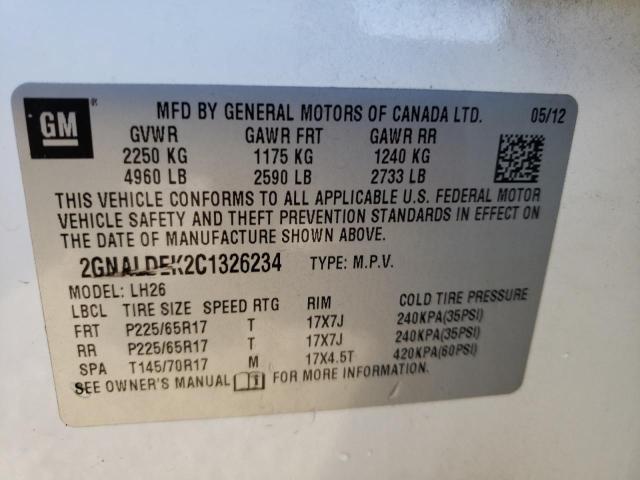 Photo 9 VIN: 2GNALDEK2C1326234 - CHEVROLET EQUINOX LT 