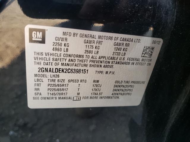 Photo 9 VIN: 2GNALDEK2C6398151 - CHEVROLET EQUINOX LT 