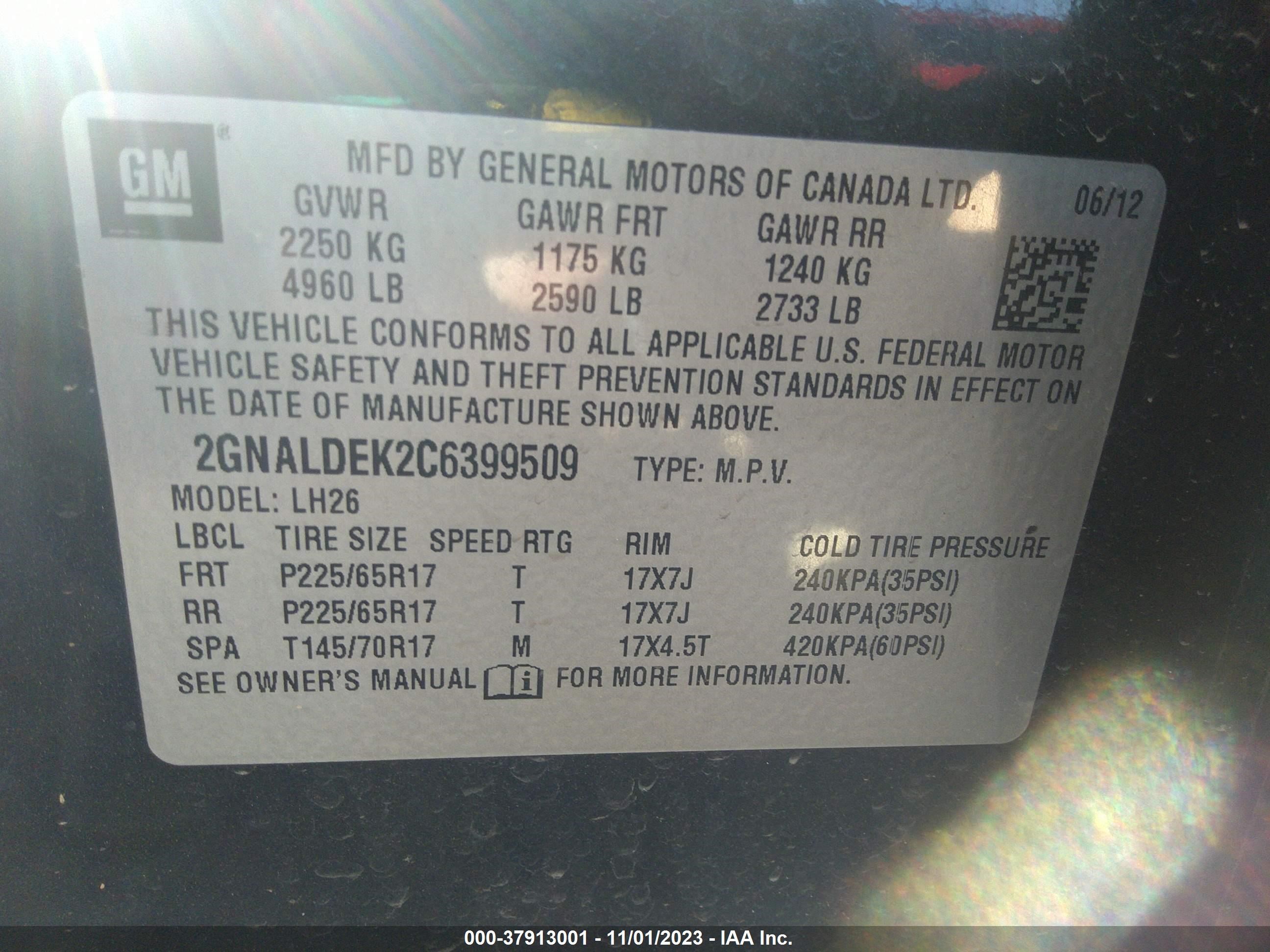 Photo 8 VIN: 2GNALDEK2C6399509 - CHEVROLET EQUINOX 