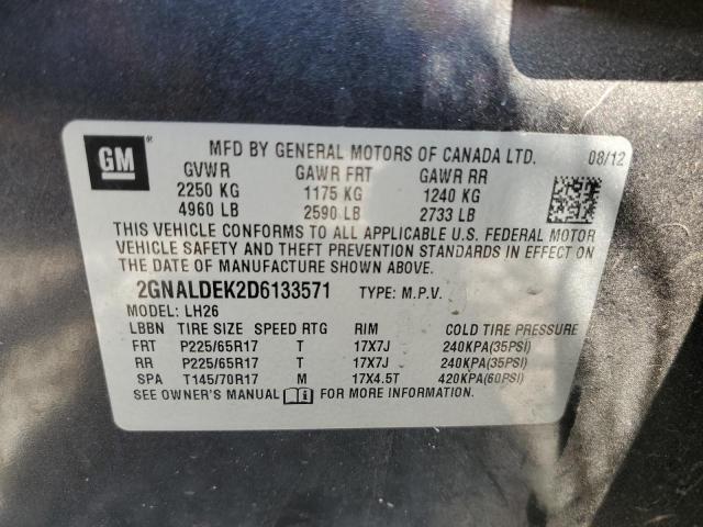 Photo 12 VIN: 2GNALDEK2D6133571 - CHEVROLET EQUINOX LT 