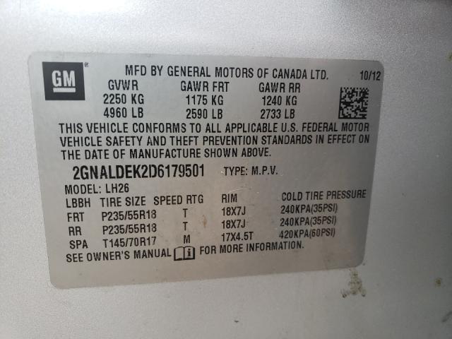 Photo 9 VIN: 2GNALDEK2D6179501 - CHEVROLET EQUINOX LT 