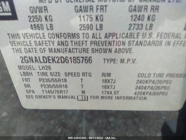 Photo 8 VIN: 2GNALDEK2D6185766 - CHEVROLET EQUINOX 