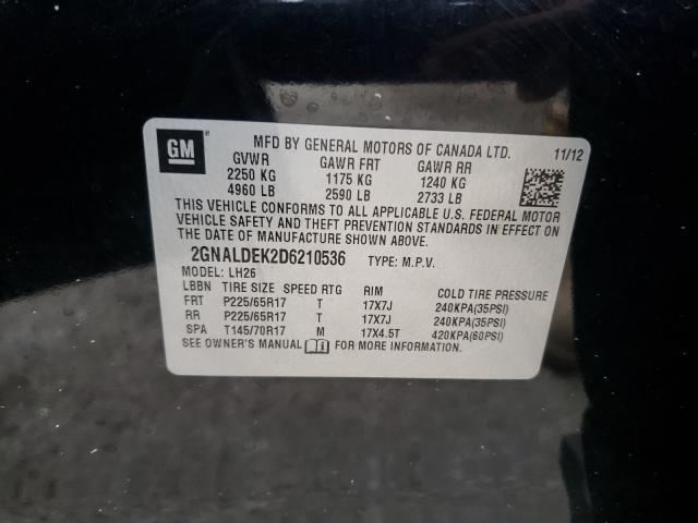 Photo 9 VIN: 2GNALDEK2D6210536 - CHEVROLET EQUINOX LT 