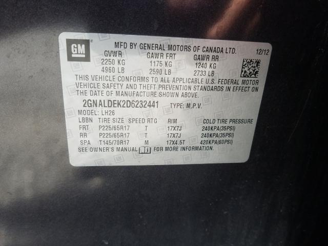 Photo 9 VIN: 2GNALDEK2D6232441 - CHEVROLET EQUINOX LT 