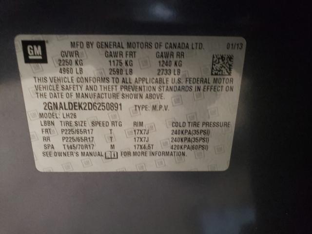 Photo 9 VIN: 2GNALDEK2D6250891 - CHEVROLET EQUINOX LT 