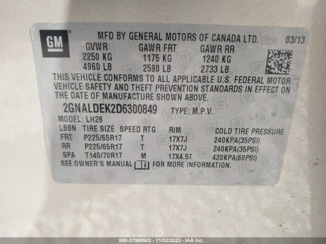 Photo 8 VIN: 2GNALDEK2D6300849 - CHEVROLET EQUINOX 