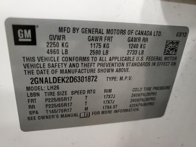 Photo 12 VIN: 2GNALDEK2D6301872 - CHEVROLET EQUINOX LT 