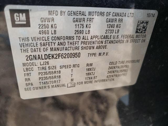 Photo 9 VIN: 2GNALDEK2F6200950 - CHEVROLET EQUINOX LT 