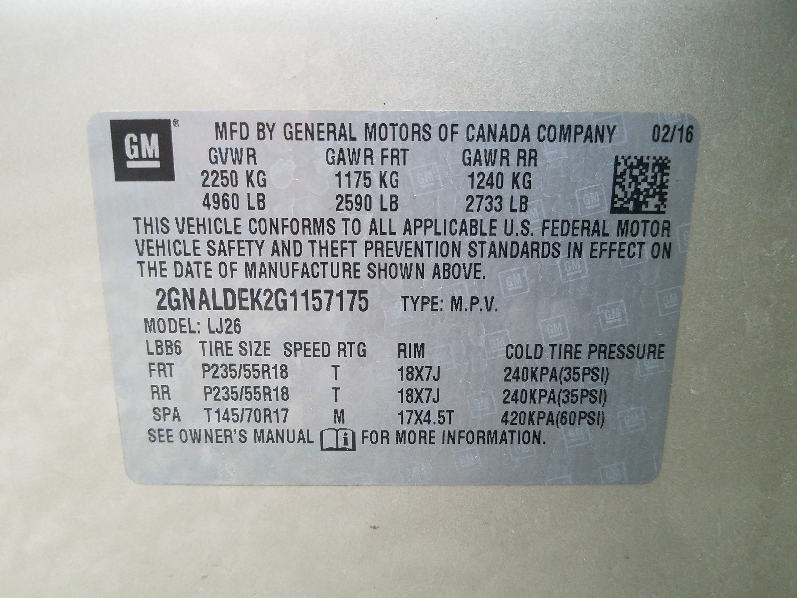 Photo 9 VIN: 2GNALDEK2G1157175 - CHEVROLET EQUINOX LT 