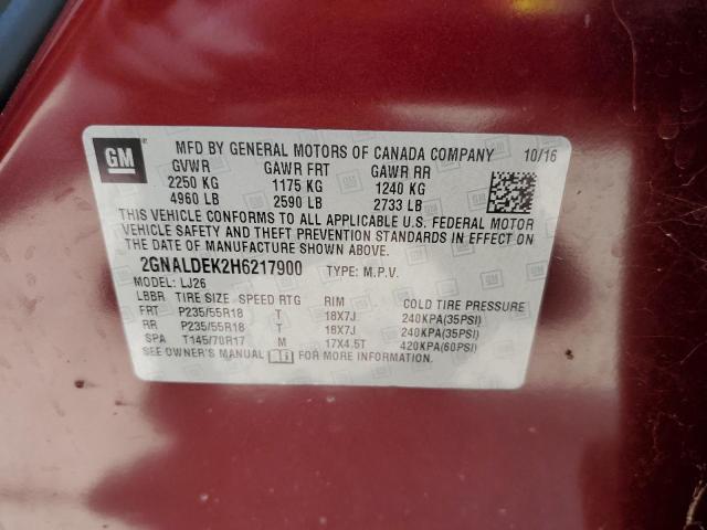 Photo 9 VIN: 2GNALDEK2H6217900 - CHEVROLET EQUINOX PR 