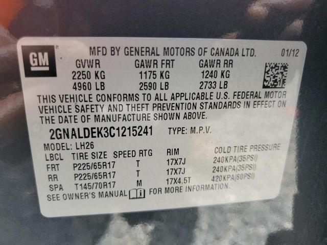 Photo 11 VIN: 2GNALDEK3C1215241 - CHEVROLET EQUINOX 