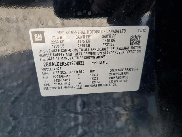 Photo 12 VIN: 2GNALDEK3C1274922 - CHEVROLET EQUINOX 