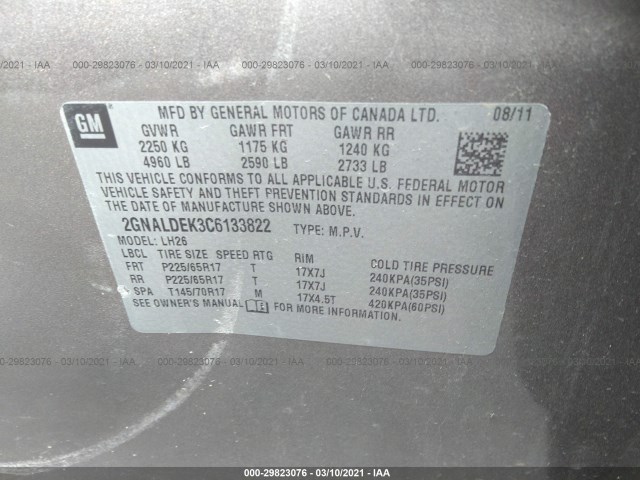 Photo 8 VIN: 2GNALDEK3C6133822 - CHEVROLET EQUINOX 