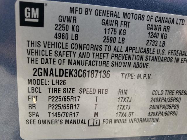 Photo 9 VIN: 2GNALDEK3C6187136 - CHEVROLET EQUINOX 