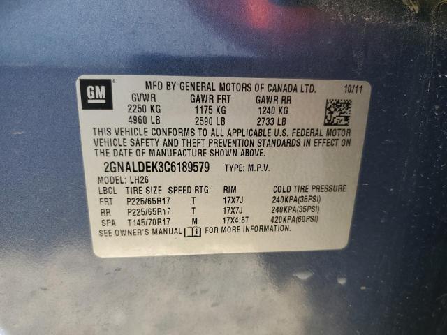 Photo 12 VIN: 2GNALDEK3C6189579 - CHEVROLET EQUINOX LT 