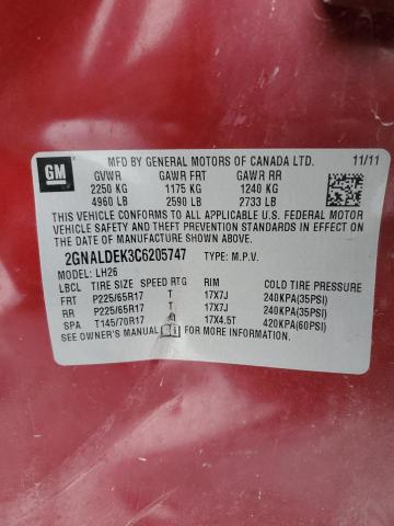 Photo 11 VIN: 2GNALDEK3C6205747 - CHEVROLET EQUINOX 